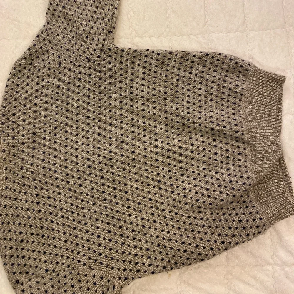 Woolrich button-down sweater in beige and navy blue Birds Eye - Picture 13 of 14